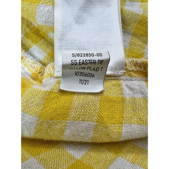 Old Navy Linen Gingham Milkmaid Babydoll Top Womens Plus Size 4X Yellow Peasant - Picture 9 of 13